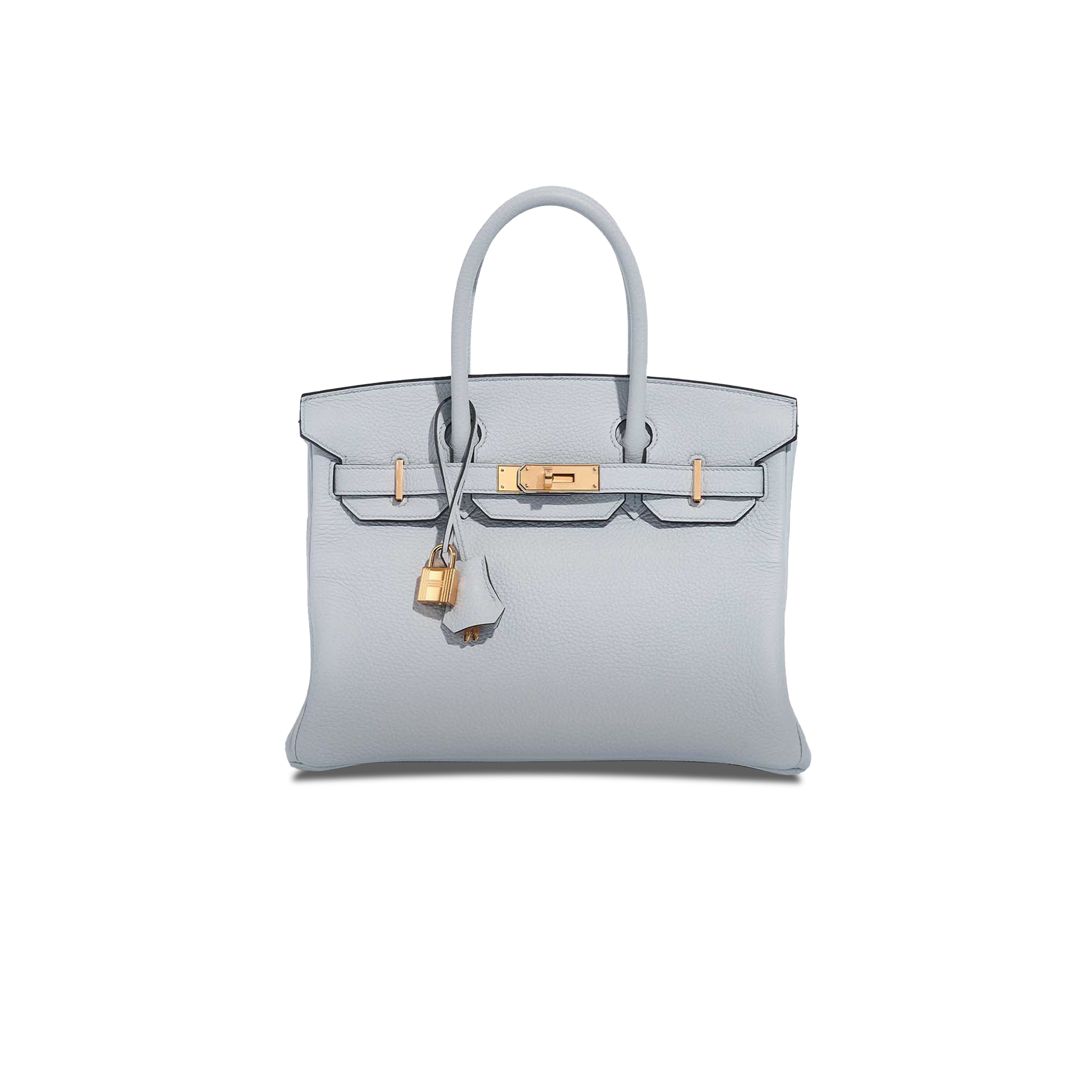 H**mes birkin 30 togo leather platinum bag glacier blue gold buckle 2325 (30*20*13cm)